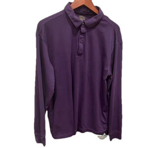 Blue by Pronto Uomo L purple long sleeve Pima cotton button up polo shirt